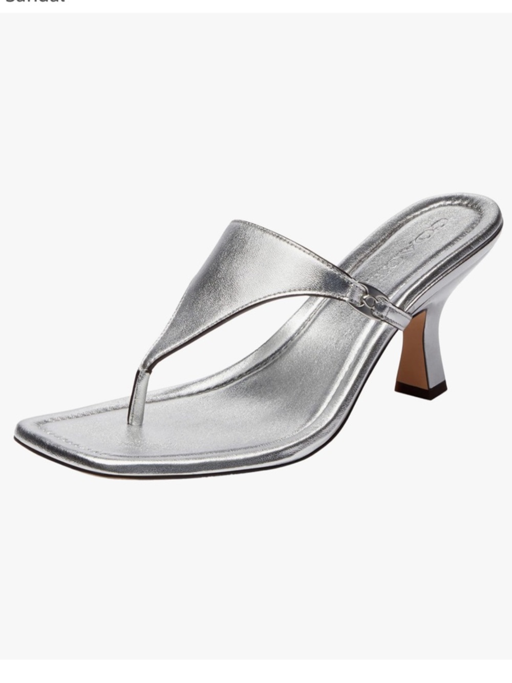 Coach Heritage C Plaque Kitten Heel Thong Sandals Metallic Silver 9.5 NWOB
